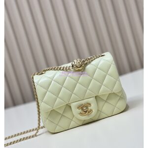Replica Chanel Lambskin Mini Flap Bag with Camellia Crush Chain AS4040 Light Yellow