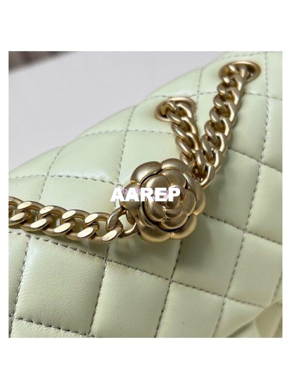 Replica Chanel Lambskin Mini Flap Bag with Camellia Crush Chain AS4040 Light Yellow 10