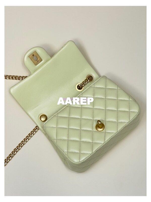 Replica Chanel Lambskin Mini Flap Bag with Camellia Crush Chain AS4040 Light Yellow 12