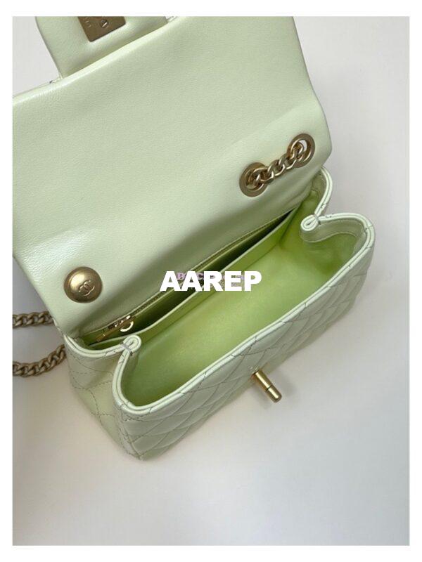 Replica Chanel Lambskin Mini Flap Bag with Camellia Crush Chain AS4040 Light Yellow 13