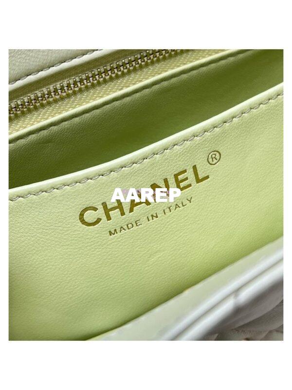 Replica Chanel Lambskin Mini Flap Bag with Camellia Crush Chain AS4040 Light Yellow 14