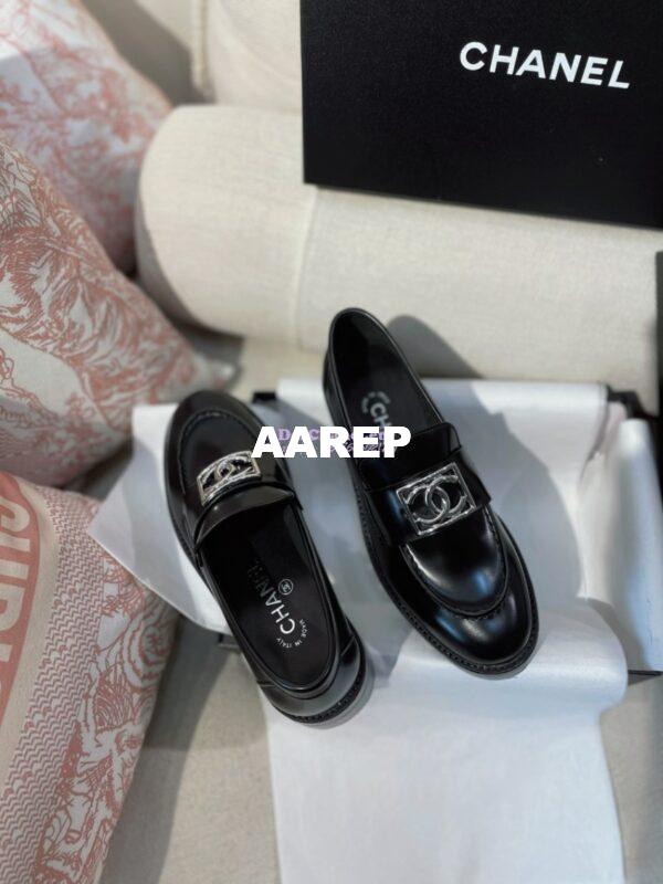 Replica Chanel CC Metal Moccasins in Calfskin G45156 Black 8