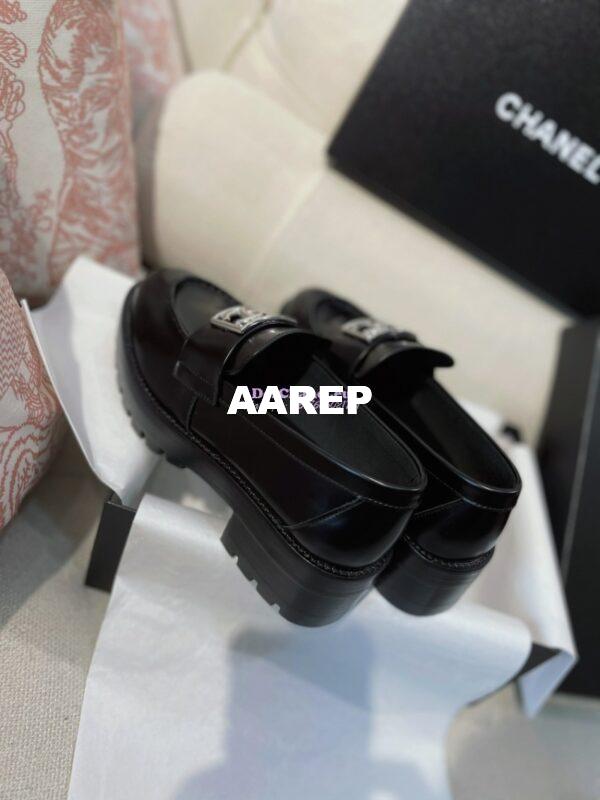Replica Chanel CC Metal Moccasins in Calfskin G45156 Black 9