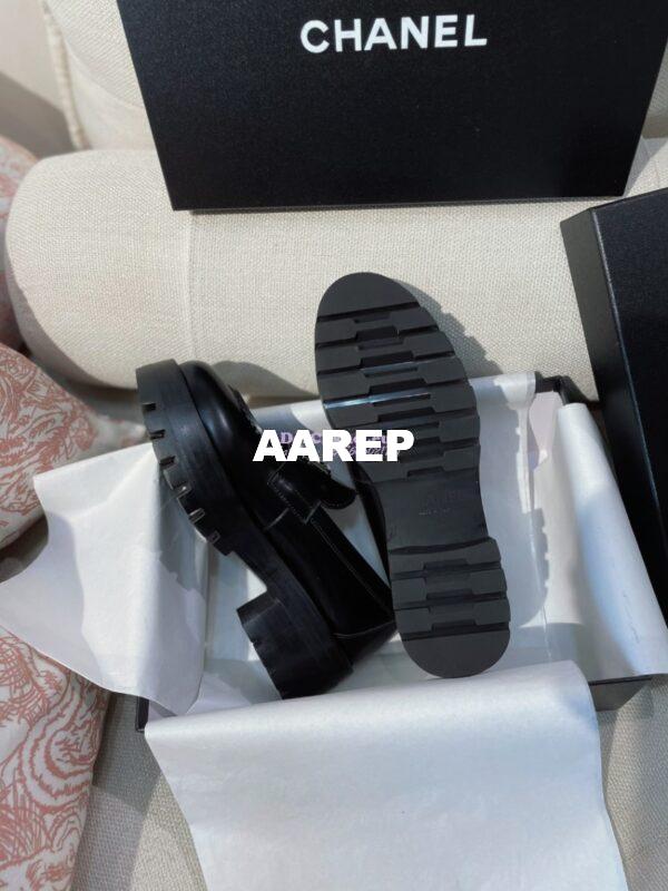 Replica Chanel CC Metal Moccasins in Calfskin G45156 Black 10