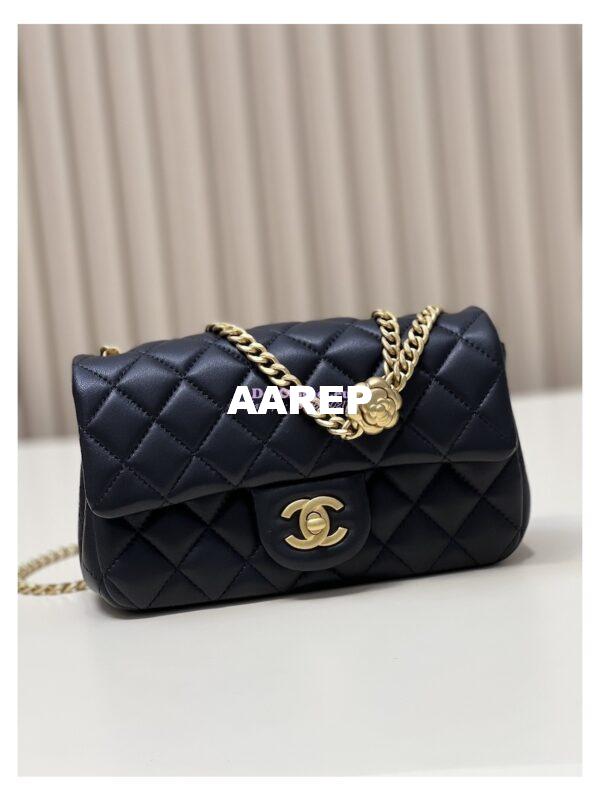 Replica Chanel Lambskin Flap Bag with Camellia Crush Chain AS4041 Black 3