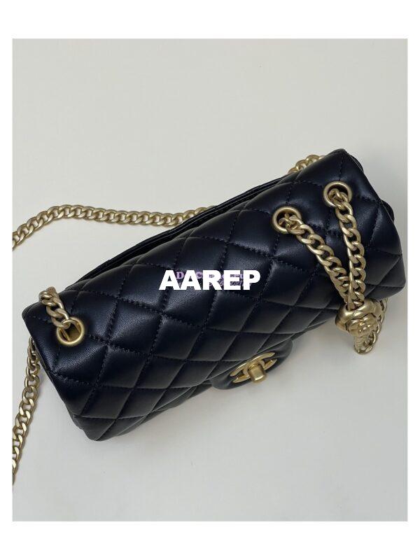 Replica Chanel Lambskin Flap Bag with Camellia Crush Chain AS4041 Black 7