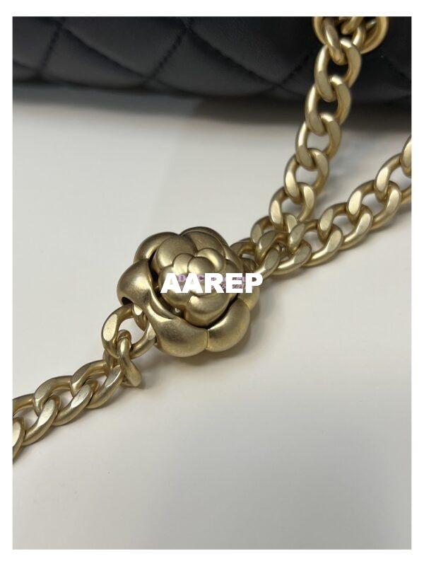 Replica Chanel Lambskin Flap Bag with Camellia Crush Chain AS4041 Black 8