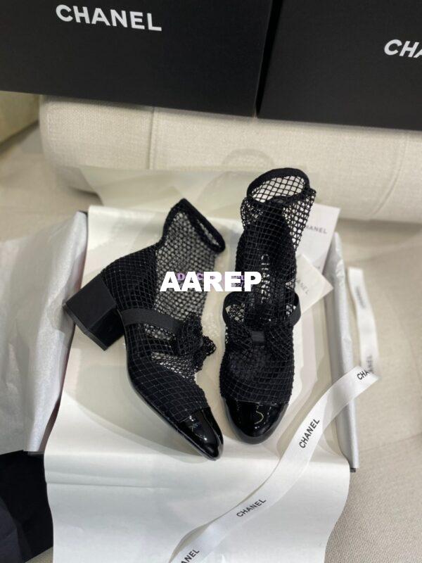 Replica Chanel Mary Jane Resille, Strass, Kid Suede & Patent Calfskin G40097 Black 5