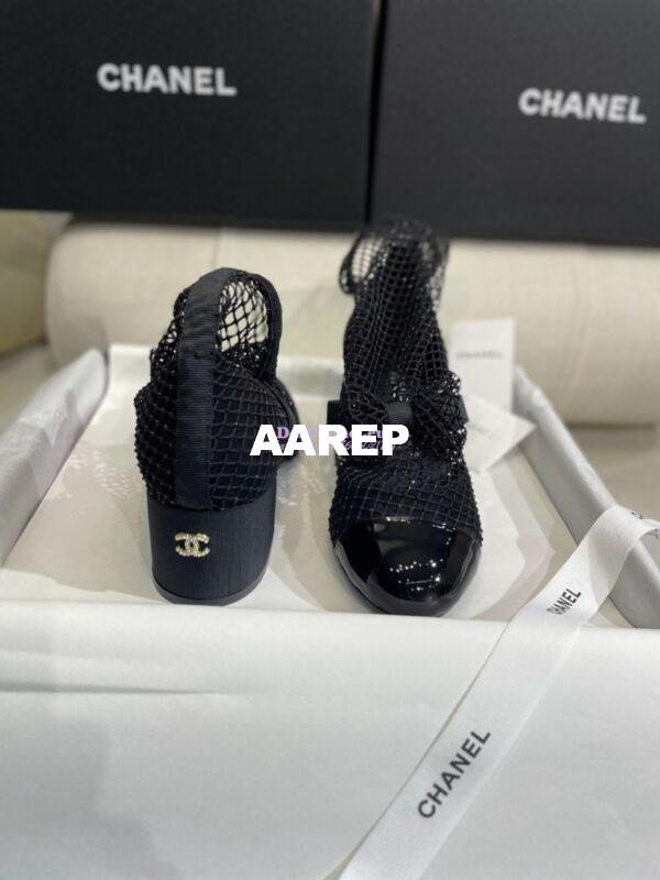 Replica Chanel Mary Jane Resille, Strass, Kid Suede & Patent Calfskin G40097 Black 9