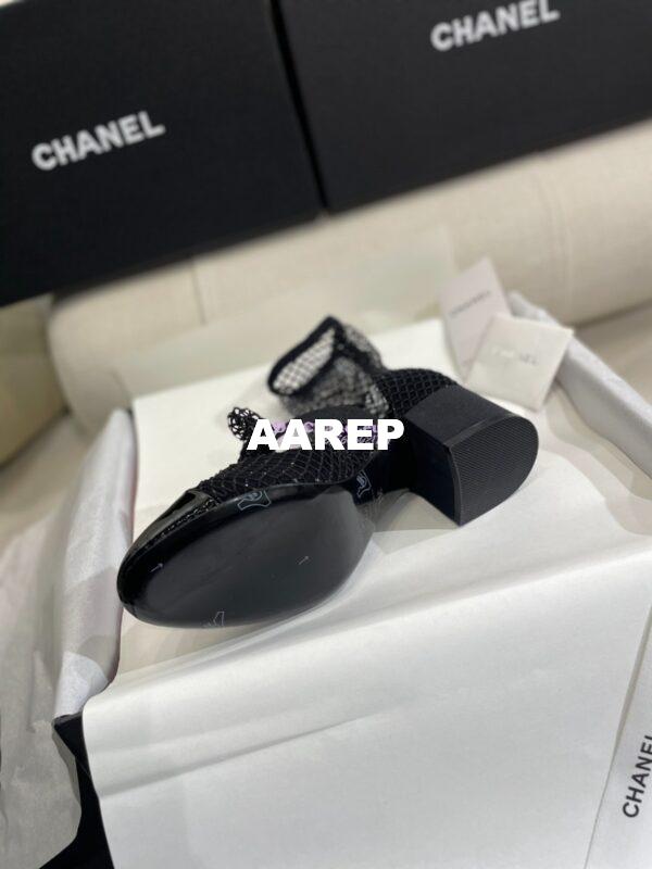 Replica Chanel Mary Jane Resille, Strass, Kid Suede & Patent Calfskin G40097 Black 10