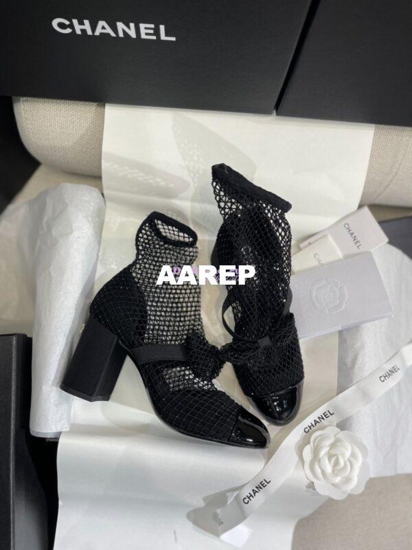 Replica Chanel Mary Jane Resille, Strass, Kid Suede & Patent Calfskin G40097 Black 11