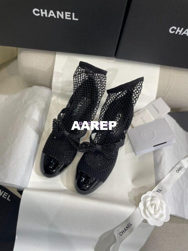 Replica Chanel Mary Jane Resille, Strass, Kid Suede & Patent Calfskin G40097 Black 12