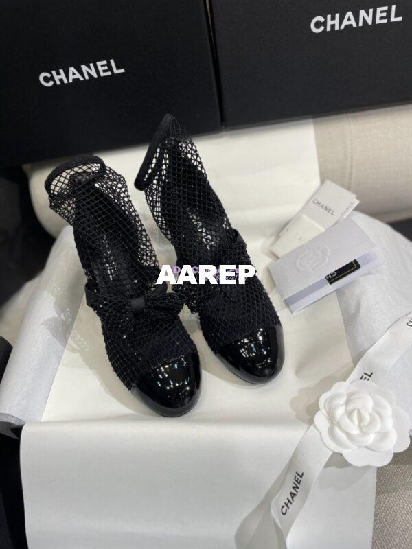 Replica Chanel Mary Jane Resille, Strass, Kid Suede & Patent Calfskin G40097 Black 13