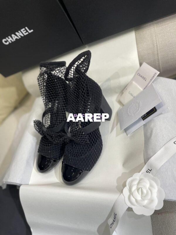 Replica Chanel Mary Jane Resille, Strass, Kid Suede & Patent Calfskin G40097 Black 14