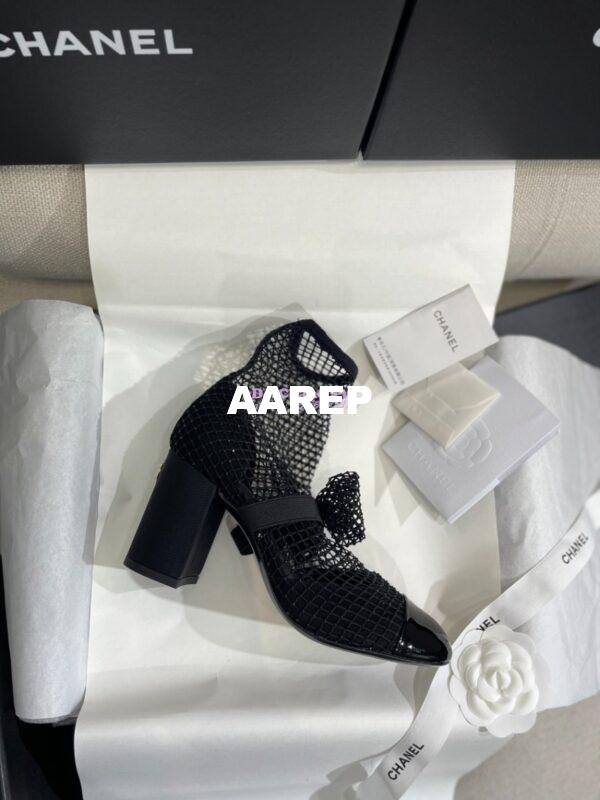 Replica Chanel Mary Jane Resille, Strass, Kid Suede & Patent Calfskin G40097 Black 16