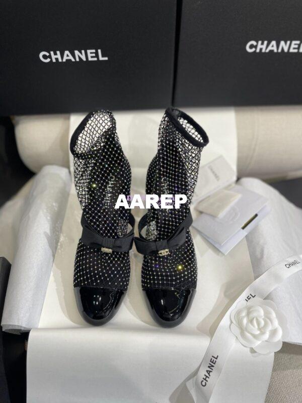 Replica Chanel Mary Jane Resille, Strass, Kid Suede & Patent Calfskin G40097 Black & Silver