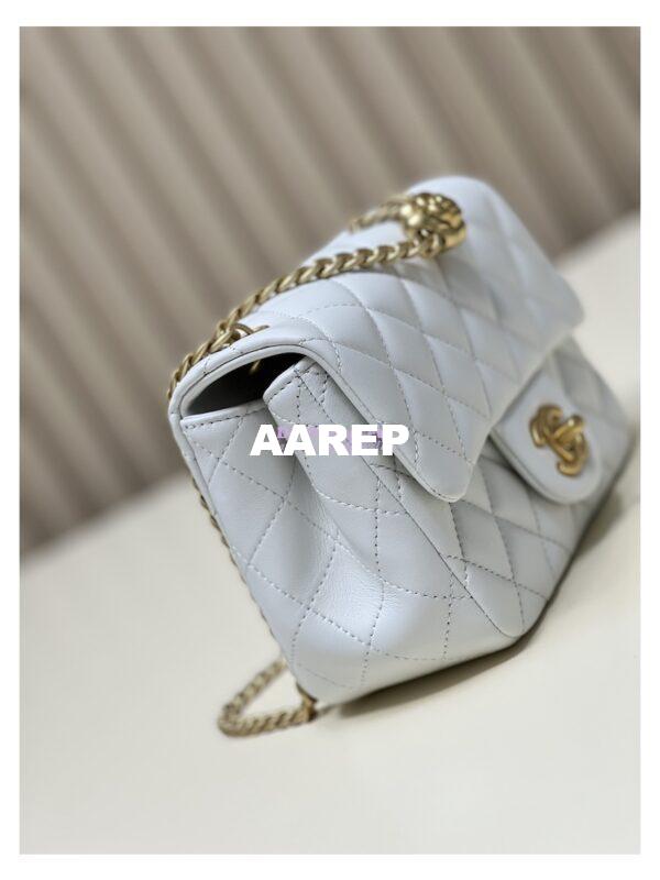 Replica Chanel Lambskin Mini Flap Bag with Camellia Crush Chain AS4040 White 8