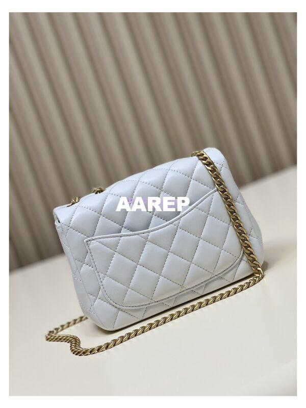 Replica Chanel Lambskin Mini Flap Bag with Camellia Crush Chain AS4040 White 12