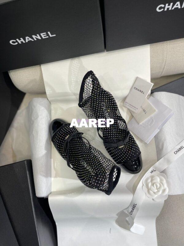 Replica Chanel Mary Jane Resille, Strass, Kid Suede & Patent Calfskin G40097 Black & Silver 9