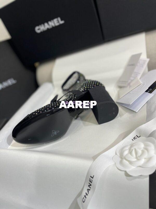 Replica Chanel Mary Jane Resille, Strass, Kid Suede & Patent Calfskin G40097 Black & Silver 10