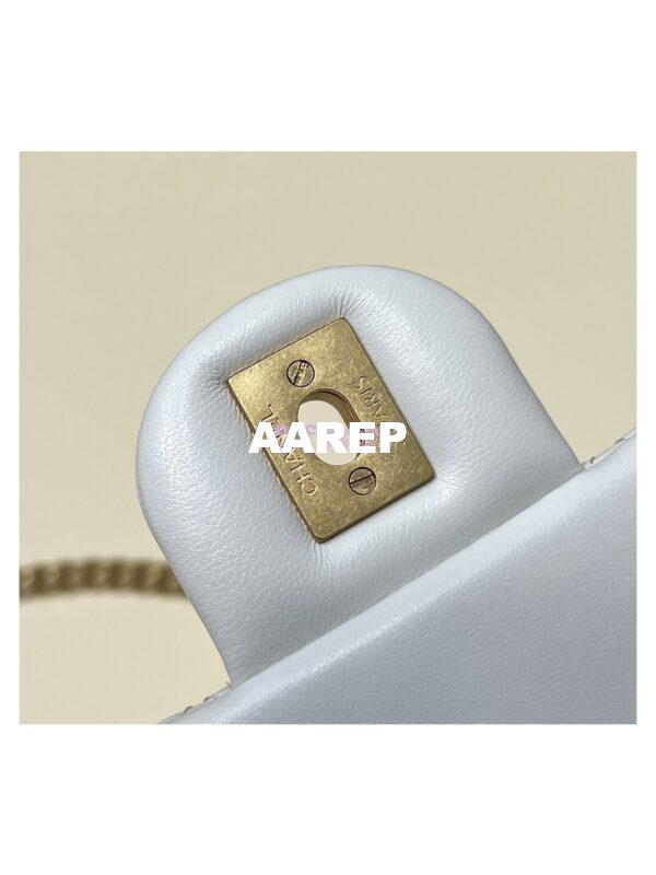 Replica Chanel Lambskin Mini Flap Bag with Camellia Crush Chain AS4040 White 15