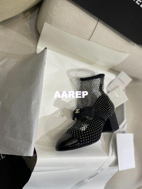 Replica Chanel Mary Jane Resille, Strass, Kid Suede & Patent Calfskin G40097 Black & Silver 13