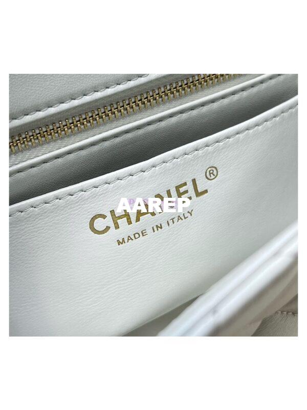Replica Chanel Lambskin Mini Flap Bag with Camellia Crush Chain AS4040 White 17