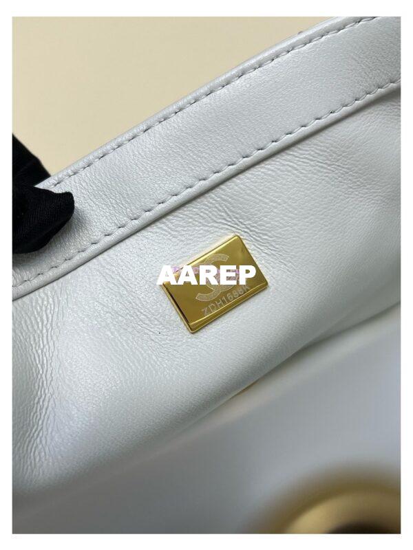 Replica Chanel Lambskin Mini Flap Bag with Camellia Crush Chain AS4040 White 18