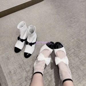 Replica Chanel Mary Jane Resille, Kid Suede & Patent Calfskin G40097 White 2