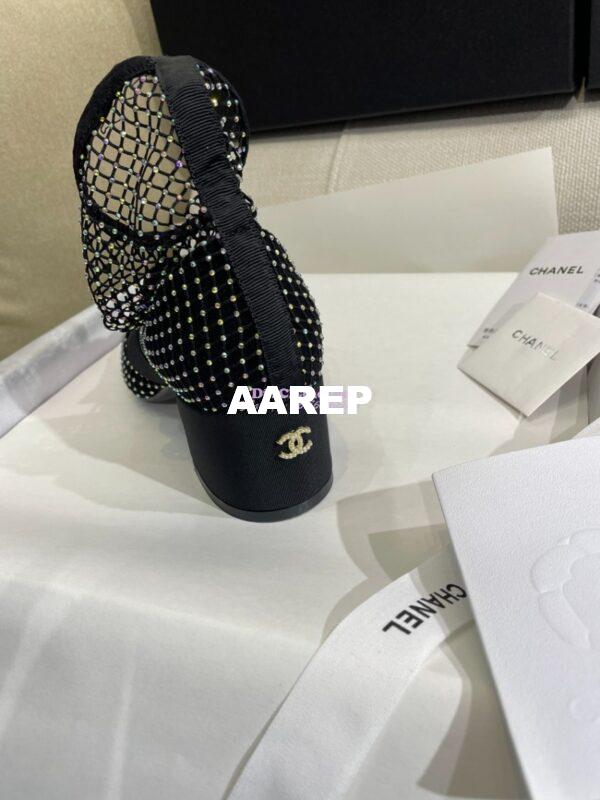Replica Chanel Mary Jane Resille, Strass, Kid Suede & Patent Calfskin G40097 Black & Silver 20