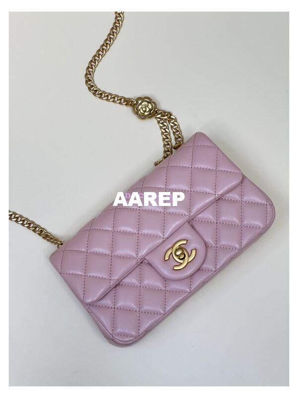 Replica Chanel Lambskin Flap Bag with Camellia Crush Chain AS4041 Light Pink 5