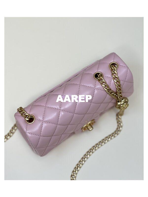 Replica Chanel Lambskin Flap Bag with Camellia Crush Chain AS4041 Light Pink 6