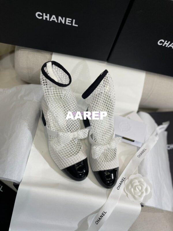 Replica Chanel Mary Jane Resille, Kid Suede & Patent Calfskin G40097 White 21
