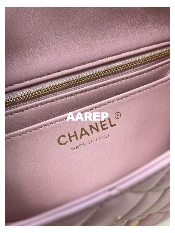 Replica Chanel Lambskin Flap Bag with Camellia Crush Chain AS4041 Light Pink 16