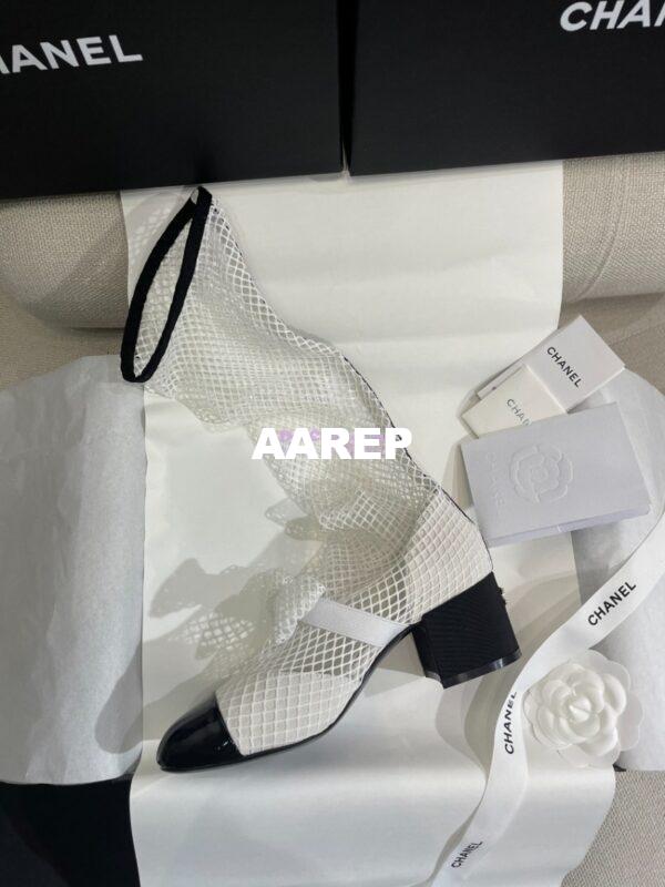 Replica Chanel Mary Jane Resille, Kid Suede & Patent Calfskin G40101 White 5