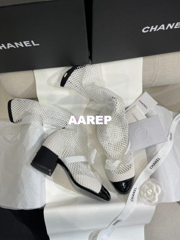 Replica Chanel Mary Jane Resille, Kid Suede & Patent Calfskin G40101 White 8