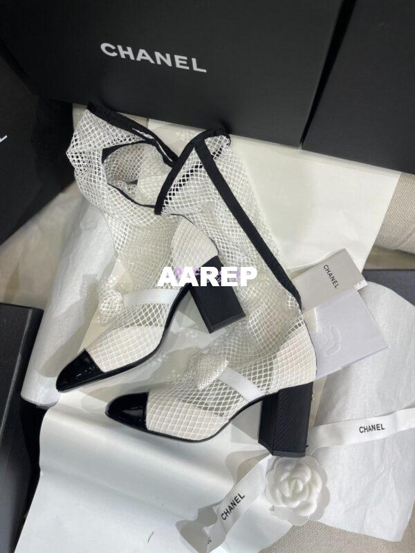 Replica Chanel Mary Jane Resille, Kid Suede & Patent Calfskin G40101 White 14