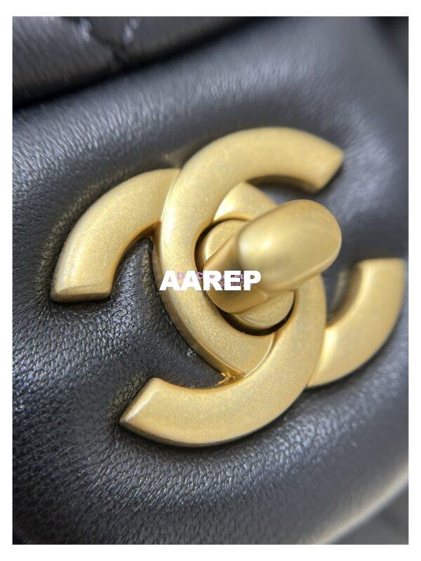 Replica Chanel Lambskin Mini Flap Bag with Camellia Crush Chain AS4040 Black 8