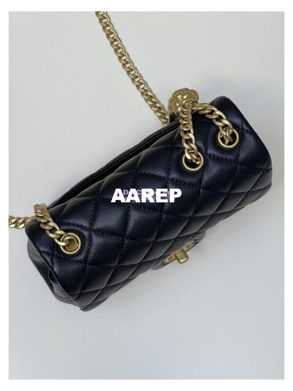 Replica Chanel Lambskin Mini Flap Bag with Camellia Crush Chain AS4040 Black 9