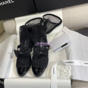 Replica Chanel Mary Jane Resille, Strass, Kid Suede & Patent Calfskin G40101 Black 2