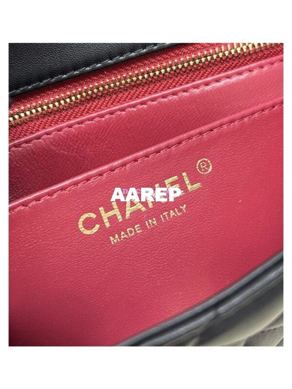 Replica Chanel Lambskin Mini Flap Bag with Camellia Crush Chain AS4040 Black 13