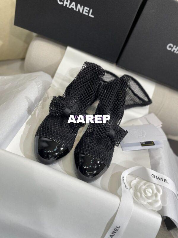 Replica Chanel Mary Jane Resille, Strass, Kid Suede & Patent Calfskin G40101 Black 5