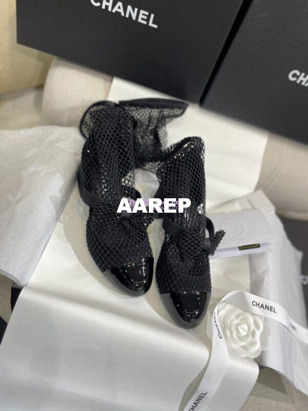 Replica Chanel Mary Jane Resille, Strass, Kid Suede & Patent Calfskin G40101 Black 8