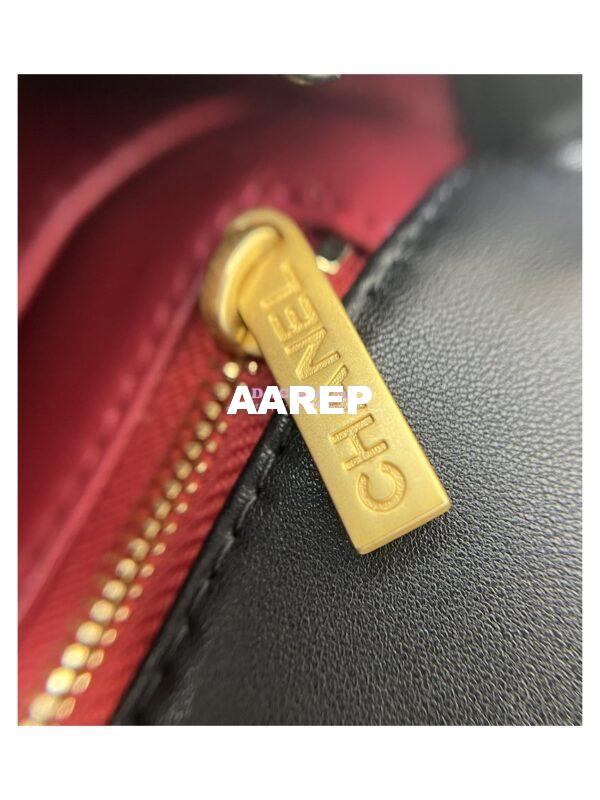 Replica Chanel Lambskin Mini Flap Bag with Camellia Crush Chain AS4040 Black 17