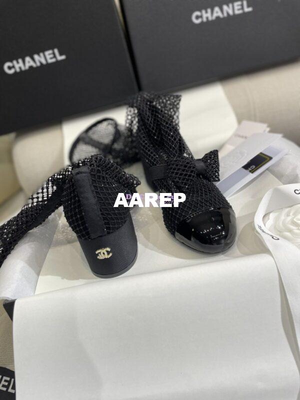Replica Chanel Mary Jane Resille, Strass, Kid Suede & Patent Calfskin G40101 Black 10