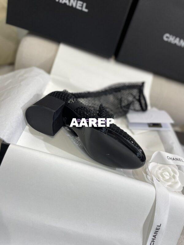 Replica Chanel Mary Jane Resille, Strass, Kid Suede & Patent Calfskin G40101 Black 12