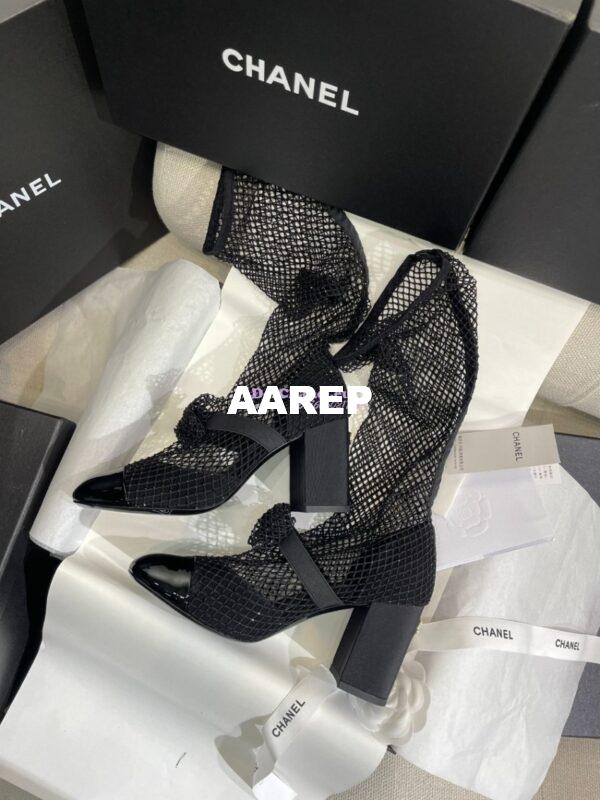 Replica Chanel Mary Jane Resille, Strass, Kid Suede & Patent Calfskin G40101 Black 14