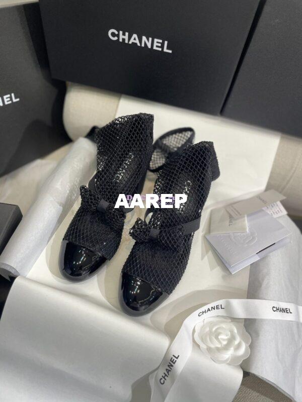 Replica Chanel Mary Jane Resille, Strass, Kid Suede & Patent Calfskin G40101 Black 15