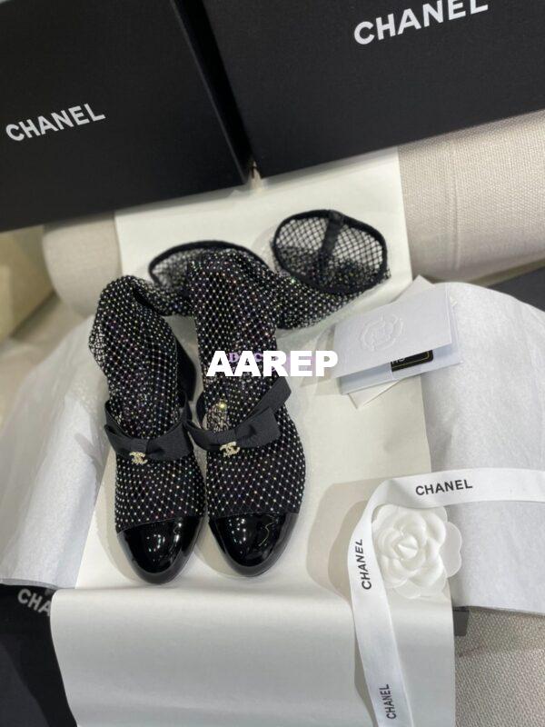 Replica Chanel Mary Jane Resille, Strass, Kid Suede & Patent Calfskin G40101 Black & Silver 3