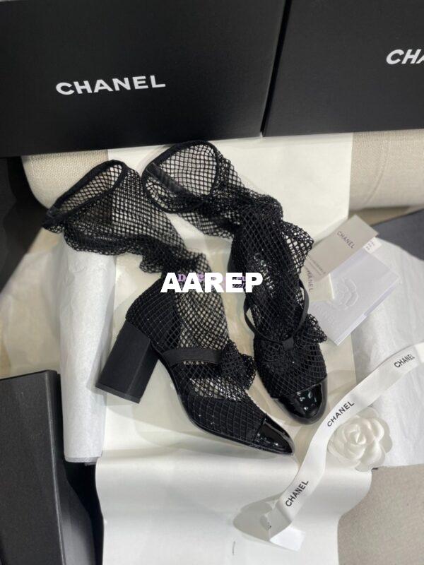 Replica Chanel Mary Jane Resille, Strass, Kid Suede & Patent Calfskin G40101 Black 20